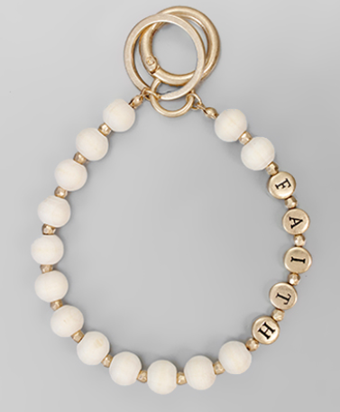 White Beaded Keychains w/ FAITH