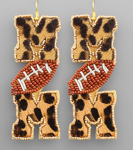 Football MOM Leather Earrings
