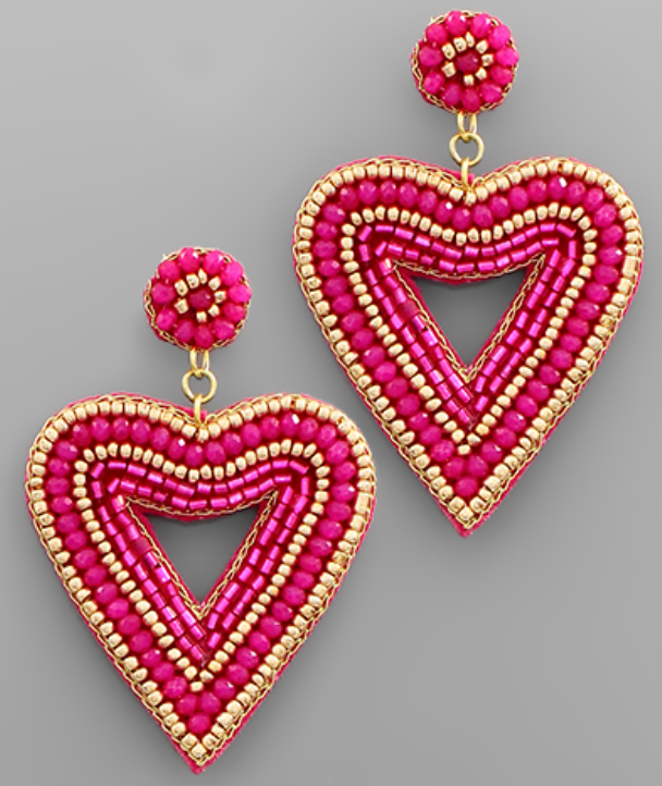 Beads Open Heart Earrings