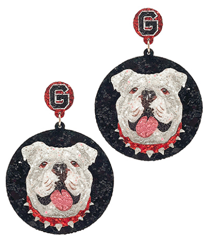 Glitter Bulldog Disk Earrings