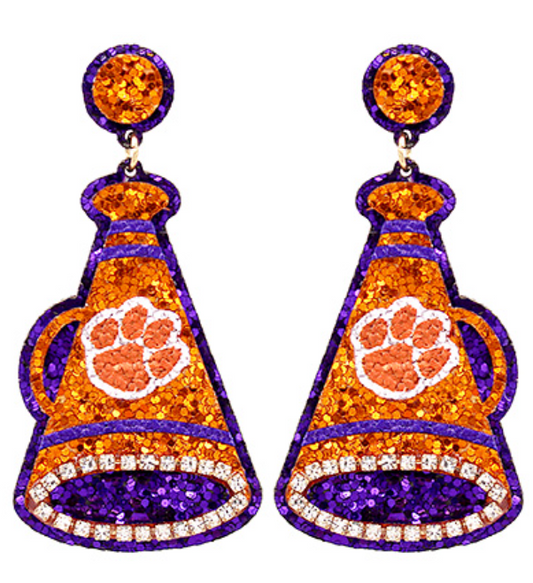 Game Day Paw Print Megaphone Earrings