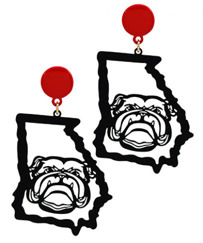 GA Bulldog State Outline Earrings