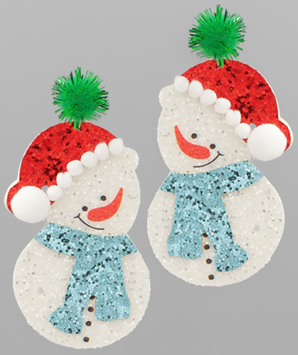 Glitter Snowman Earrings