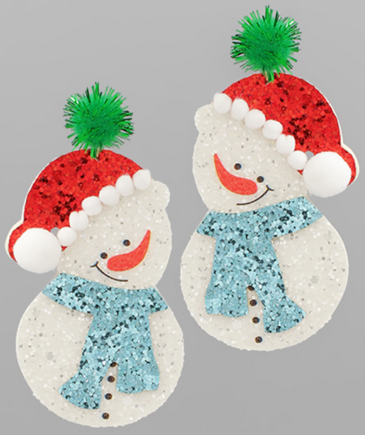 Glitter Snowman Earrings