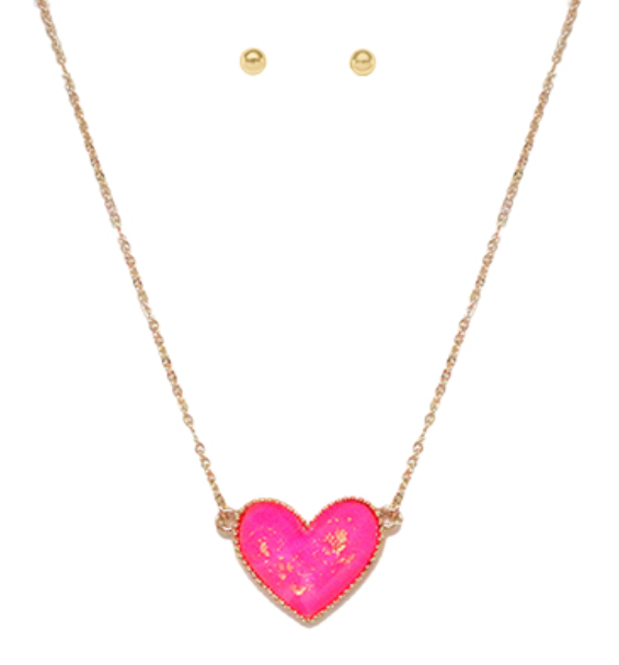 Gold Flake Heart Pendant Necklace
