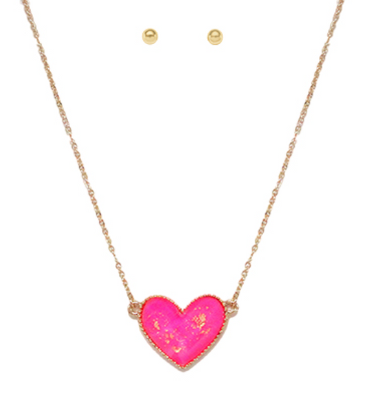 Gold Flake Heart Pendant Necklace