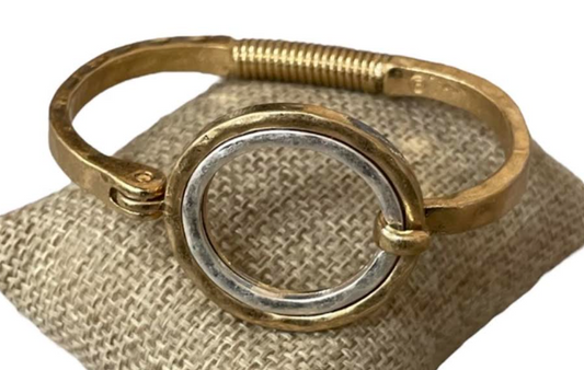 Hammered Two-Toned Double Circle Bracelets