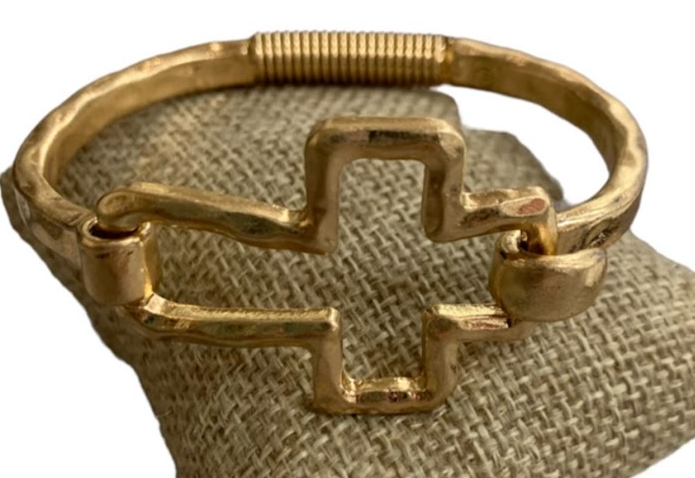 Hammered Open Cross Bracelets