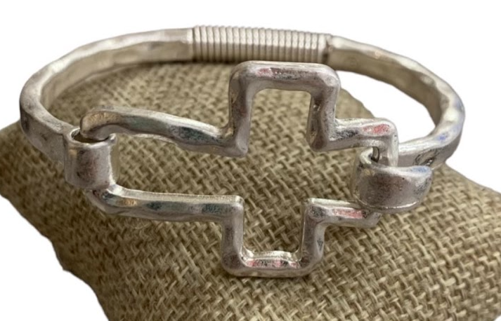 Hammered Open Cross Bracelets