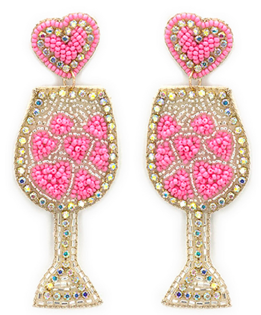 Heart Wine Glass Earrings