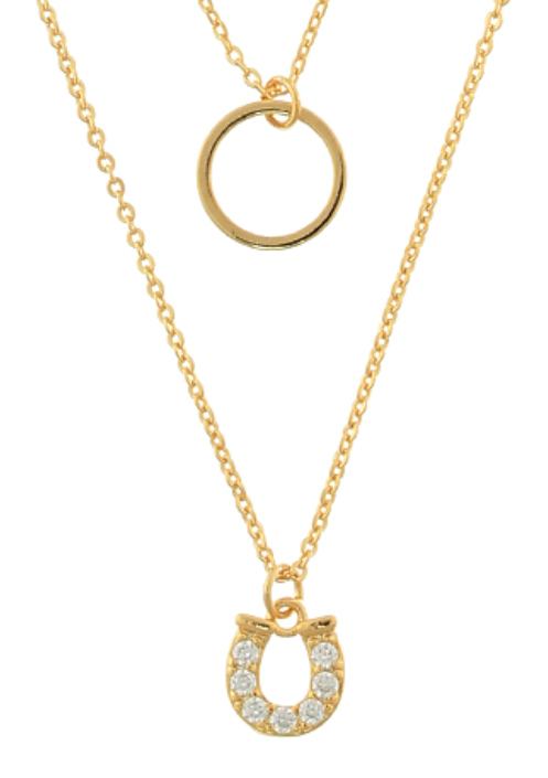 Horseshoe & Circle Pendant Dual Necklace