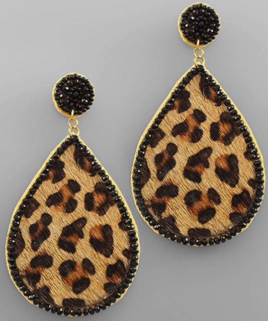 Leopard Print Leather Earrings