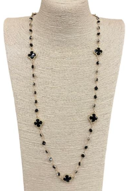 Long Crystal Clover Necklaces