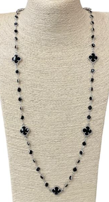Long Crystal Clover Necklaces