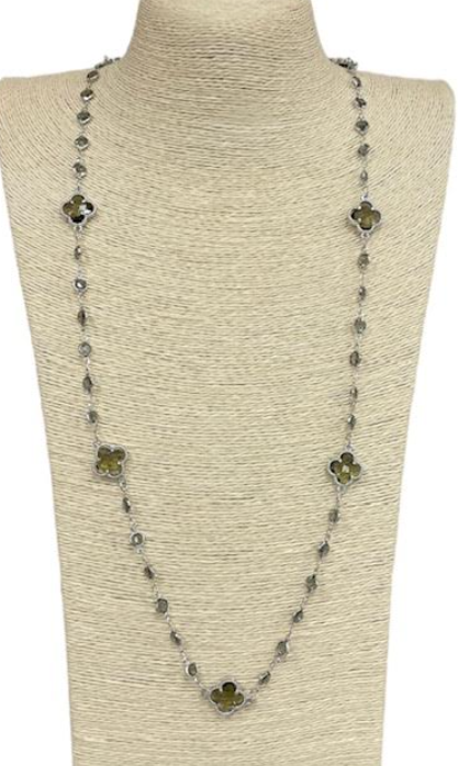 Long Crystal Clover Necklaces