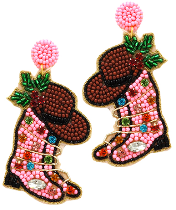 Mistle-Toe in Cowboy Hat & Boots Earrings