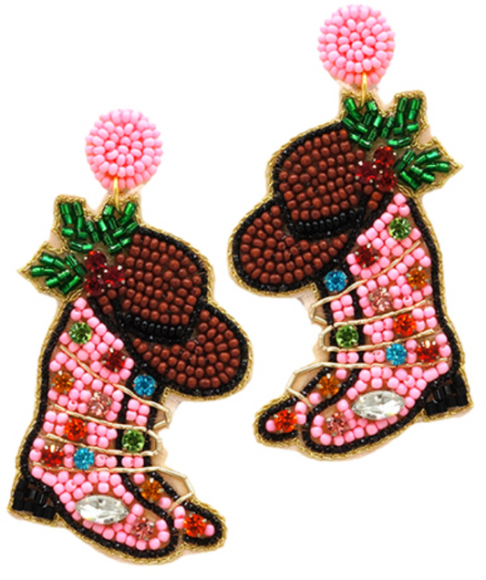 Mistle-Toe in Cowboy Hat & Boots Earrings