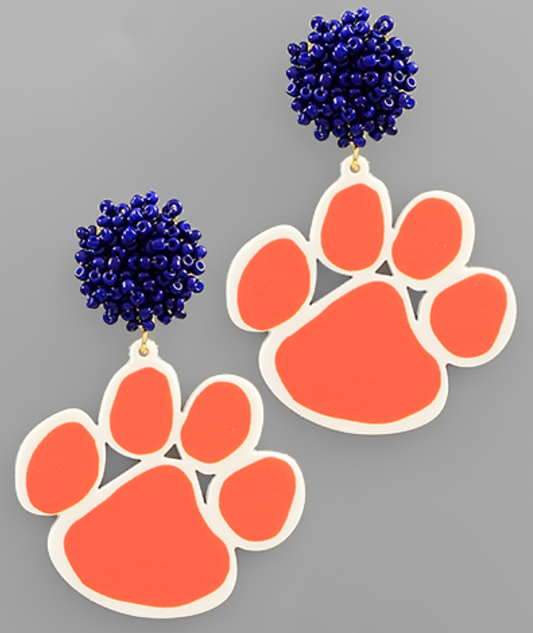 Acrylic Paw & Pompom Earrings