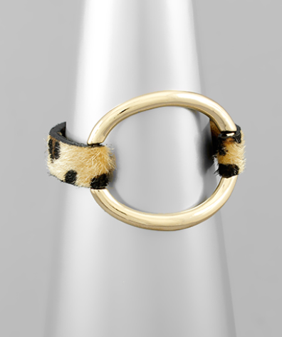 Oval & Animal Print Leather Bracelets