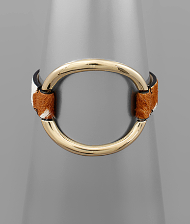 Oval Outline & Cow Print Leather Bracelets