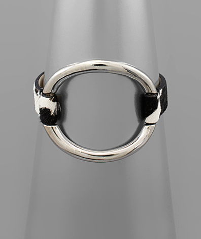 Oval Outline & Cow Print Leather Bracelets