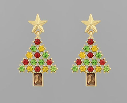 Pave Christmas Tree Dangle Earrings