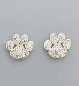 Paved Paws Stud Earrings