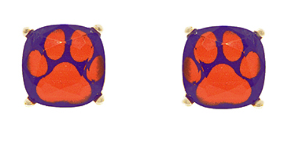 Paw Print Square Studs