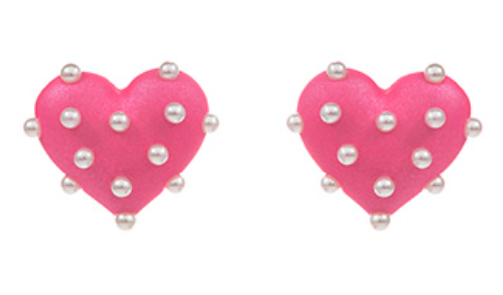 Pearl & Color Coating Heart Earrings