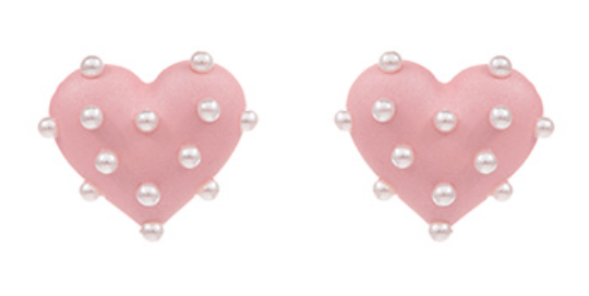 Pearl & Color Coating Heart Earrings