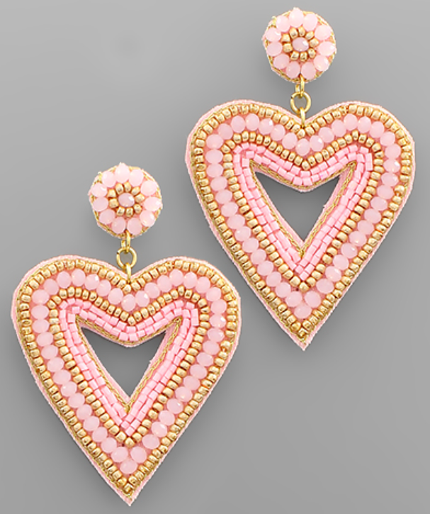 Beads Open Heart Earrings