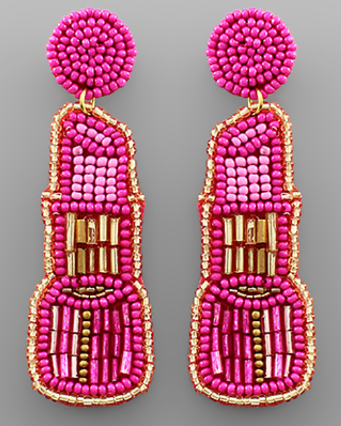 Lipstick Bead Earrings