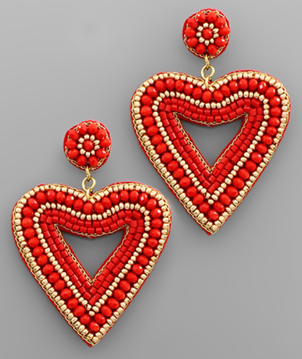 Beads Open Heart Earrings