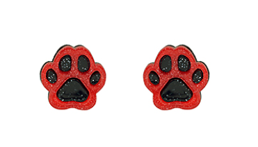 GA Red/Black Paw Print Acrylic Earrings