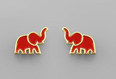 Elephant Enamel Studs (Red)
