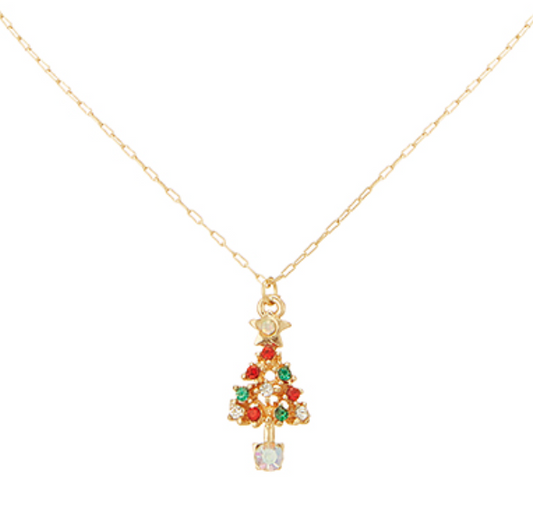 Rhinestone Tree Pendant Necklace