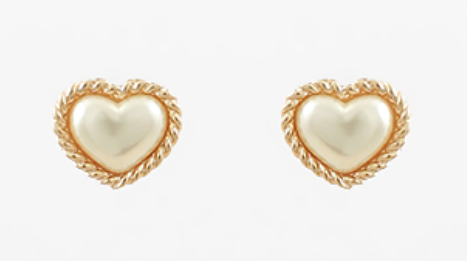 Rope Outline Heart Pearl Studs