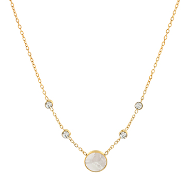 Round Pendent & Station Chain Necklace