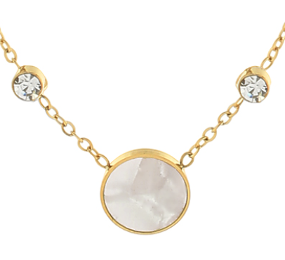 Round Pendent & Station Chain Necklace
