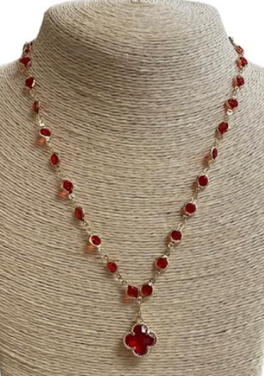 Short Crystal Clover Necklaces