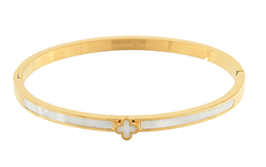 Stainless Steel MOP Clover Bangle
