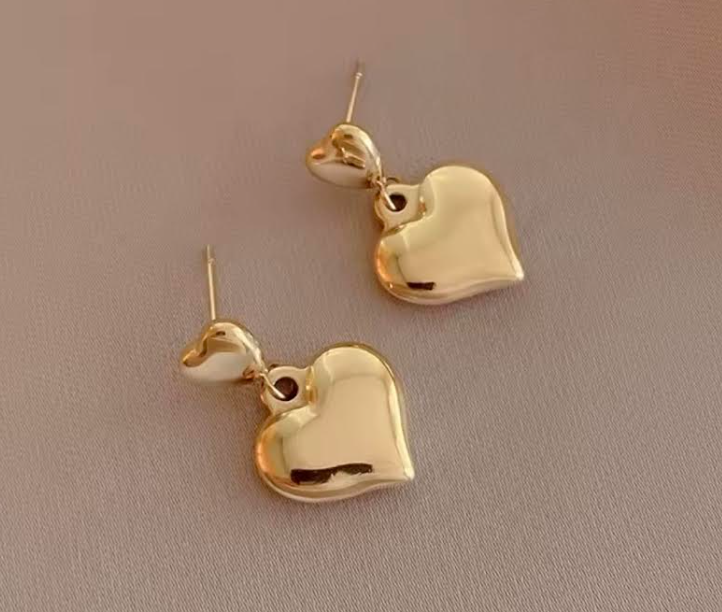 Stainless Steel Gold Hearts Post Earrings