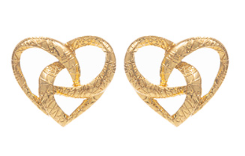 Texture Brass Heart Earrings