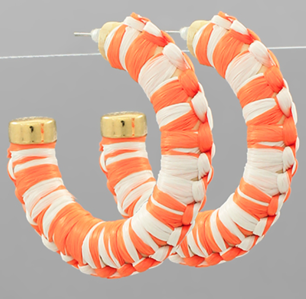 Two-tone Raffia Wrapped Hoops