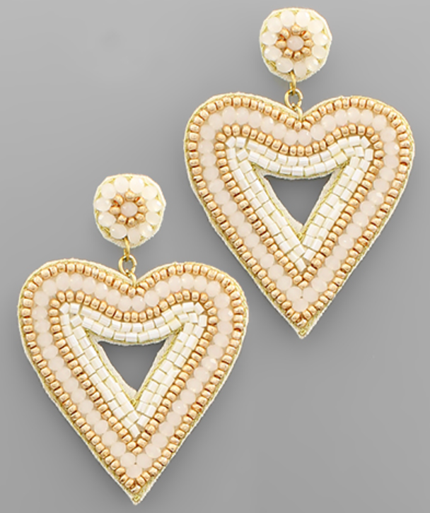 Beads Open Heart Earrings