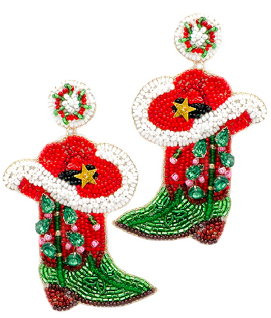 Christmas Cowboy Hat & Boots Earrings