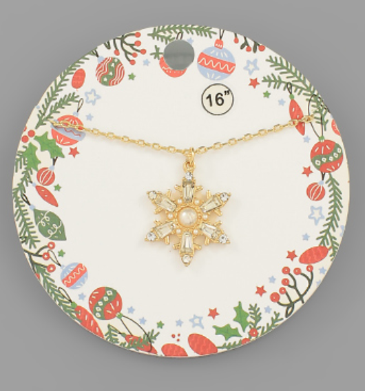 Christmas Snowflake Pendant Necklace